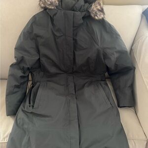 Women's Green Parka with Faux Fur Trim